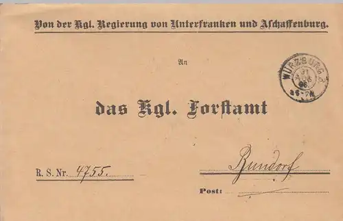 (B2440) Bedarfsbrief Dienstsache Regierung Unterfranken u. Aschaffenburg 1906