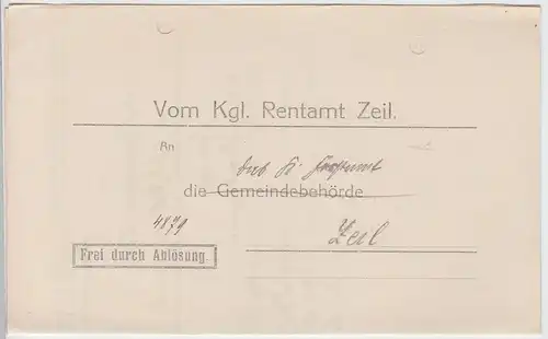 (B2425) Faltbrief Rentamt Zeil Forstamt Zeil, Dienstsache 1916
