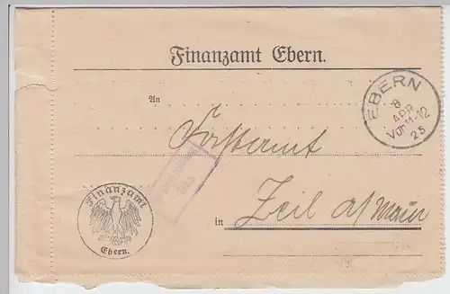 (B2419) Faltbrief Finanzamt Ebern an Forstamt Zeil, Dienstsache 1925