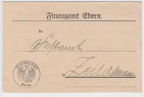 (B2418) Faltbrief Finanzamt Ebern an Forstamt Zeil, Dienstsache 1925