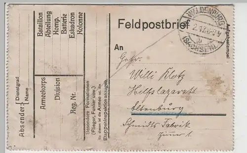 (B2329) Feldpostbrief v. Waldenburg (Sa.) nach Altenburg 1917