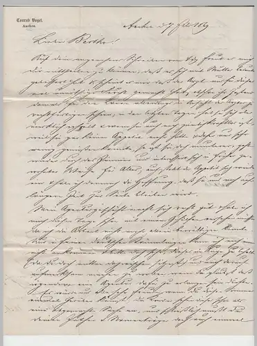 (B2328) Bedarfsbrief Norddeutscher Bund, Stempel Aachen 1879