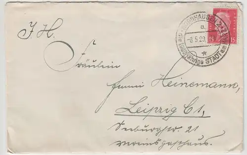 (B2302) Bedarfsbrief DR, Stempel Nordhausen 2, 1929