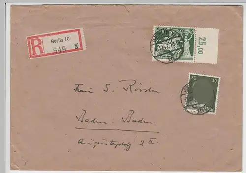 (B2296) Bedarfsbrief R-Brief DR, Stempel Berlin W 1942