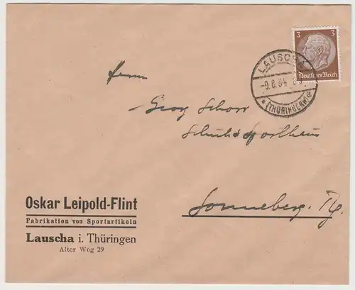 (B2275) Bedarfsbrief DR, Stempel Lauscha 1934