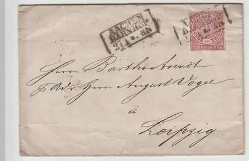 (B2262) Bedarfsbrief Norddeutscher Bund, Stempel Aachen Bahnhof 1869