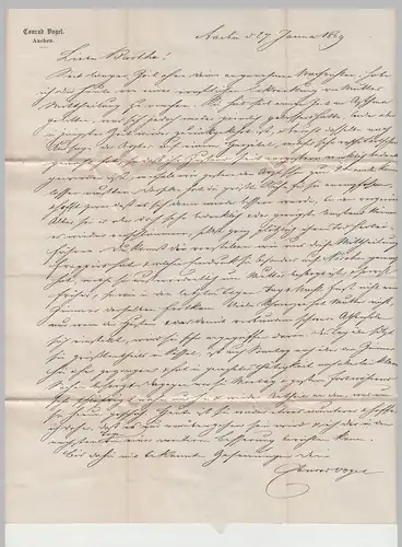 (B2262) Bedarfsbrief Norddeutscher Bund, Stempel Aachen Bahnhof 1869
