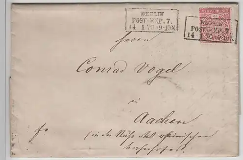 (B2259) Bedarfsbrief Norddeutscher Bund, Stempel Berlin Post-Exp. 7, 1870