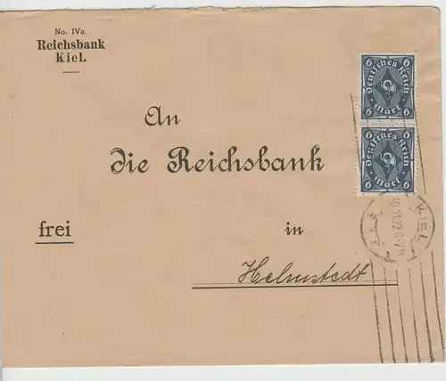 (B2233) Bedarfsbrief Deutsches Reich INFLA, Reichsbank Kiel 1922