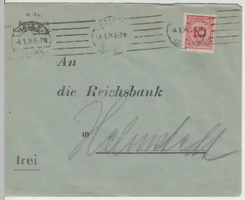 (B2232) Bedarfsbrief Deutsches Reich INFLA, Reichsbank Halle / S. 1924