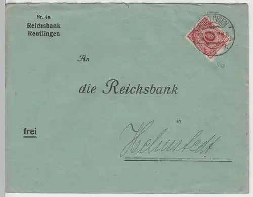 (B2223) Bedarfsbrief Deutsches Reich INFLA, Reichsbank Reutlingen 1923