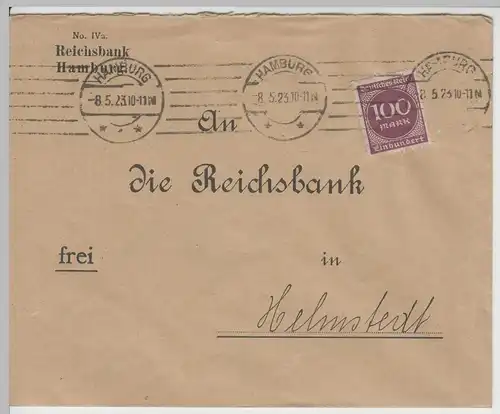 (B2218) Bedarfsbrief Deutsches Reich INFLA, Reichsbank Hamburg 1923