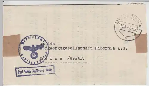(B2209) Faltbrief Dienstpost, Arbeitsamt Recklinghausen 1941