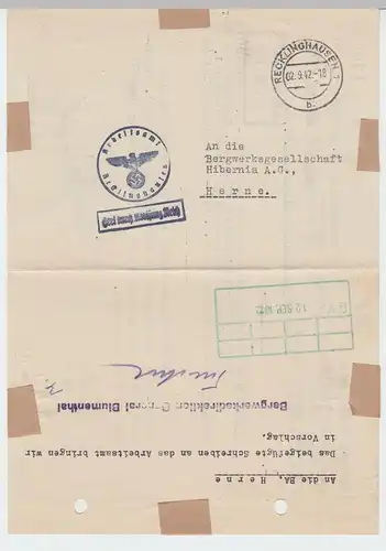 (B2208) Faltbrief Dienstpost, Arbeitsamt Recklinghausen 1942