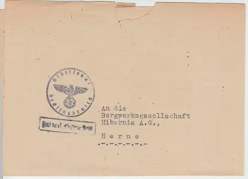 (B2201) Faltbrief Dienstpost, Arbeitsamt Recklinghausen 1943