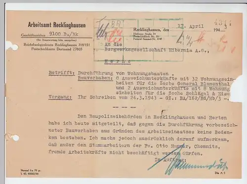 (B2201) Faltbrief Dienstpost, Arbeitsamt Recklinghausen 1943