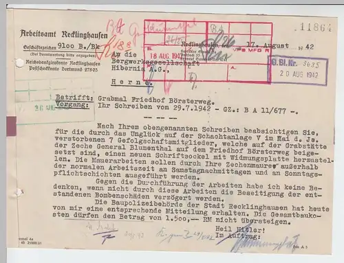 (B2199) Faltbrief Dienstpost, Arbeitsamt Recklinghausen 1942