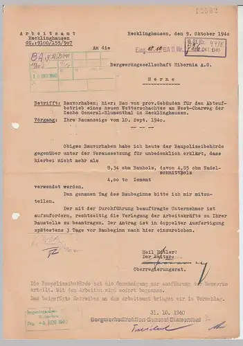 (B2197) Faltbrief Dienstpost, Arbeitsamt Recklinghausen 1940