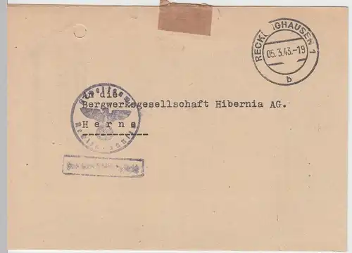 (B2189) Faltbrief Dienstpost, Arbeitsamt Recklinghausen 1943