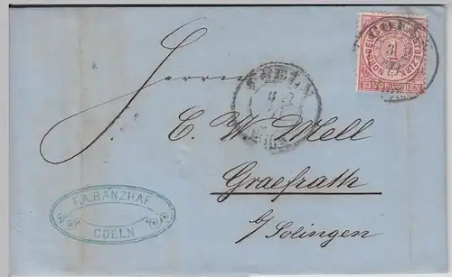 (B2186) Bedarfsbrief Norddeutscher Bund, Stempel Coeln 1871