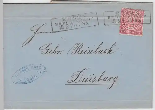 (B2181) Brief Norddeutscher Bund, Rechteckstempel Essen R.B. Düsseldorf 1871