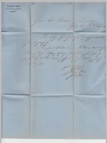 (B2181) Brief Norddeutscher Bund, Rechteckstempel Essen R.B. Düsseldorf 1871