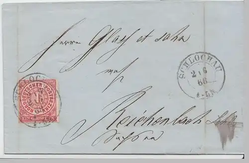 (B2165) Bedarfsbrief Norddeutscher Bund, Stempel Schlochau 1868