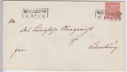 (B2160) Bedarfsbrief Norddeutscher Bund, Rechteckstempel Wernigerode um 1870