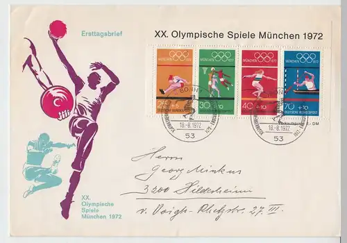 (B2142) Ersttagsbrief ETB FDC Bund, Olympia München 1971 m. Block 8