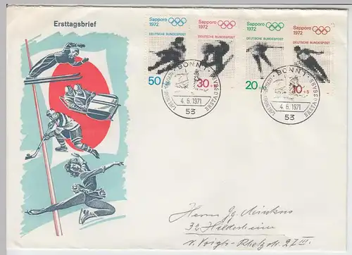 (B2139) Ersttagsbrief ETB FDC Bund, Sapporo 1972 mit Satz Mi 680-683