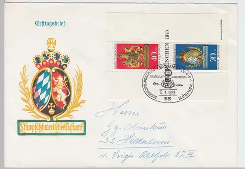 (B2136) Ersttagsbrief ETB FDC Bund, Philatelistenkongress mit Block 9, 1973