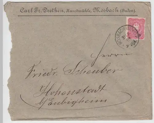 (B2133) Bedarfsbrief Reichspost, Stempel Mosbach (Baden) 1886