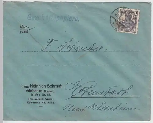 (B2012) Bedarfsbrief Deutsches Reich, Firmen-Umschlag 1918