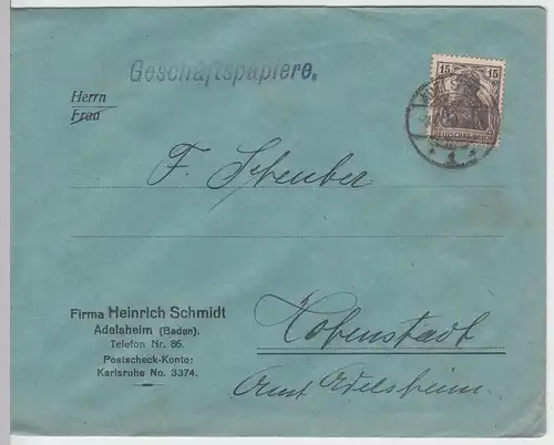 (B2009) Bedarfsbrief Deutsches Reich, Firmen-Umschlag 1919