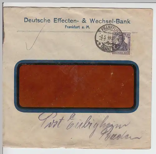 (B1985) Bedarfsbrief Deutsches Reich, Stempel Frankfurt (Main) 1919