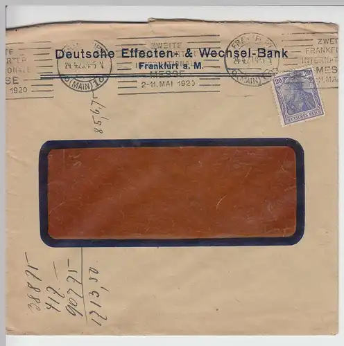 (B1969) Bedarfsbrief Deutsches Reich, Stempel Frankfurt (Main) 1920