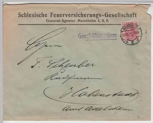 (B1946) Bedarfsbrief Deutsches Reich, Stempel Mannheim 1921