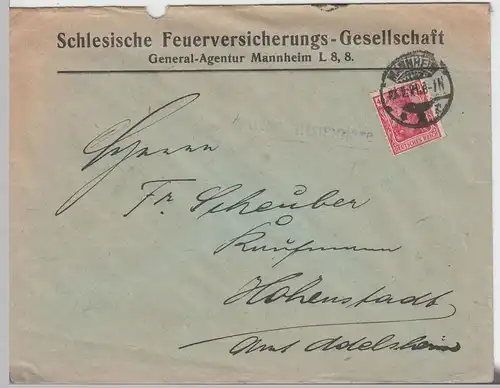 (B1935) Bedarfsbrief Deutsches Reich, Stempel Mannheim 1921