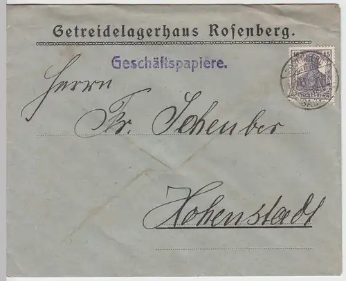(B1918) Bedarfsbrief Deutsches Reich, Stempel Rosenberg 1918