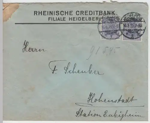 (B1914) Bedarfsbrief Deutsches Reich, Stempel Heidelberg 1920