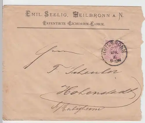 (B1911) Bedarfsbrief K. Württ. Post, Stempel Heilbronn 1881