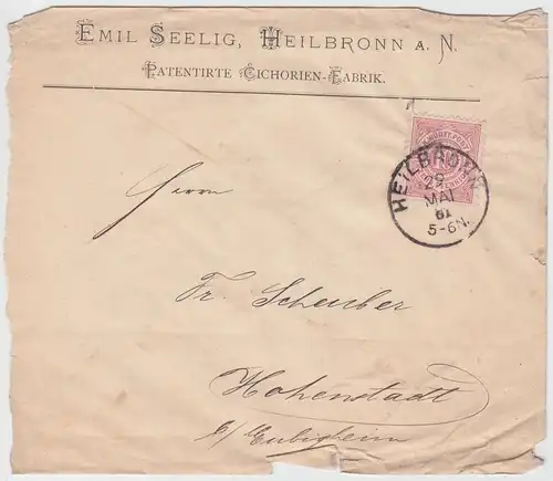 (B1910) Bedarfsbrief K. Württ. Post, Stempel Heilbronn 1881