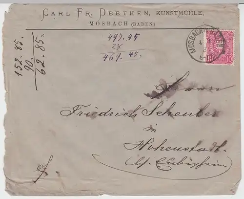(B1895) Bedarfsbrief Reichspost, Stempel Mosbach in Baden 1881