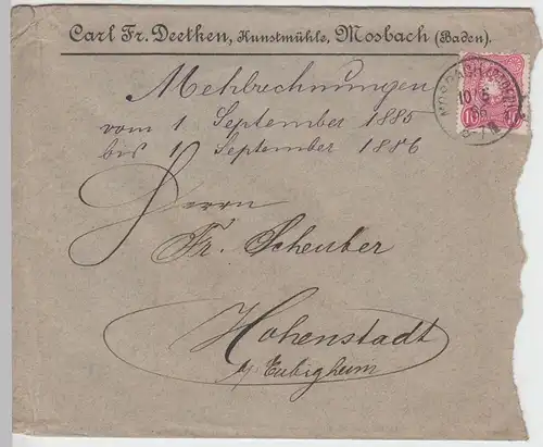 (B1894) Bedarfsbrief Reichspost, Stempel Mosbach in Baden 1886