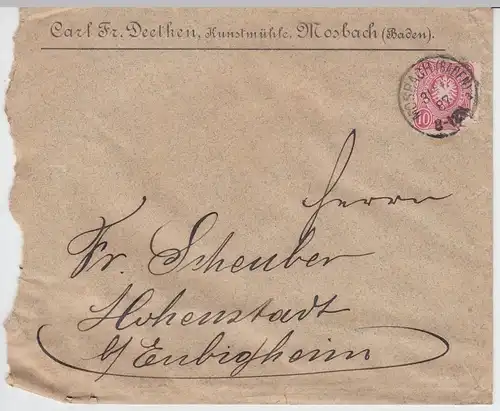 (B1893) Bedarfsbrief Reichspost, Stempel Mosbach in Baden 1887