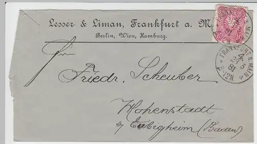 (B1888) Bedarfsbrief Reichspost, Stempel Frankfurt (Main) 1881