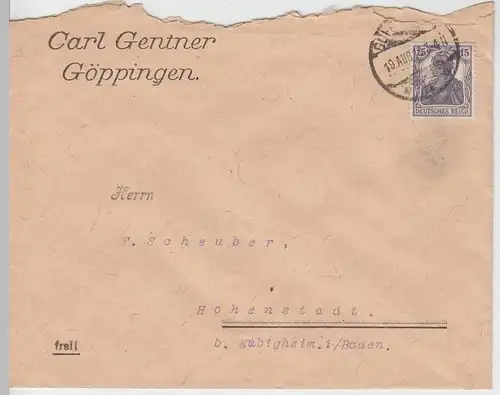 (B1877) Bedarfsbrief Deutsches Reich, Stempel Firmen-Umschlag 1918