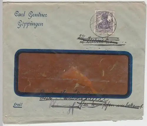 (B1875) Bedarfsbrief Deutsches Reich, Stempel Göppingen 1919