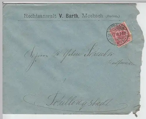 (B1870) Bedarfsbrief Reichspost, Stempel Mosbach (Baden) 1890