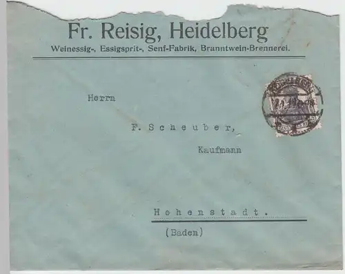 (B1865) Bedarfsbrief Deutsches Reich, Stempel Heidelberg 1918